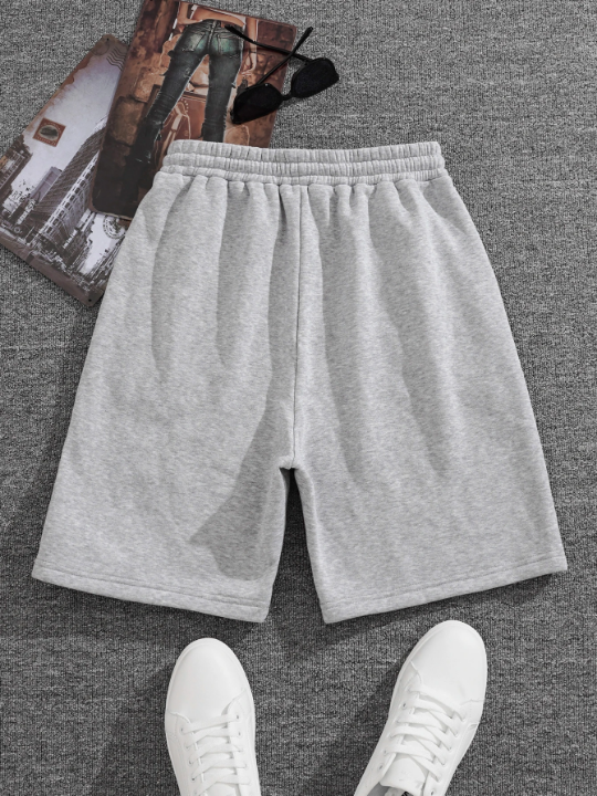 Men Drawstring Waist Track Shorts