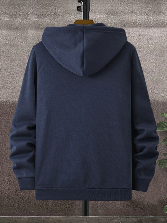 Manfinity Hypemode Men Zip Up Drawstring Thermal Lined Hoodie Without Tee