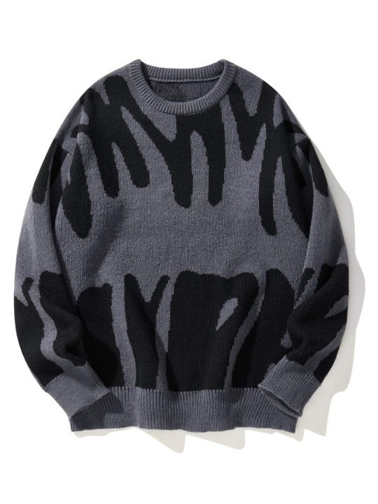 Coolane Letter Pattern Drop Shoulder Sweater