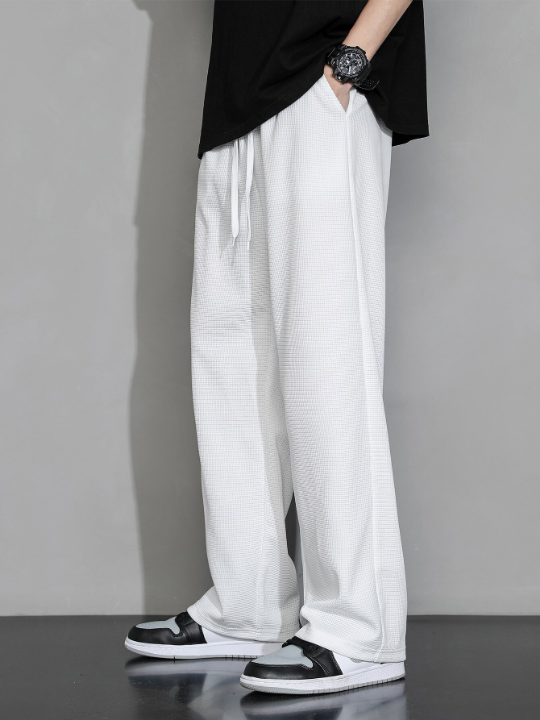 Men Drawstring Waist Straight Leg Pants