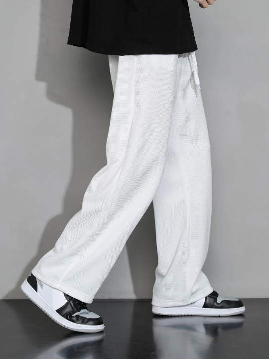 Men Drawstring Waist Straight Leg Pants