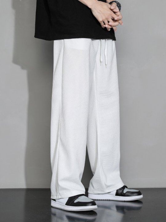 Men Drawstring Waist Straight Leg Pants