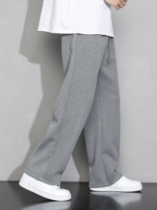 Men Drawstring Waist Straight Leg Pants