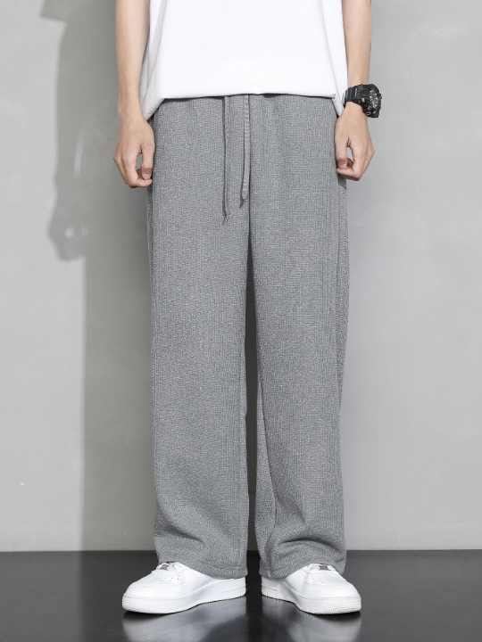 Men Drawstring Waist Straight Leg Pants