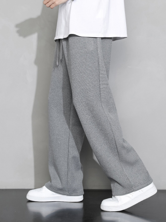 Men Drawstring Waist Straight Leg Pants