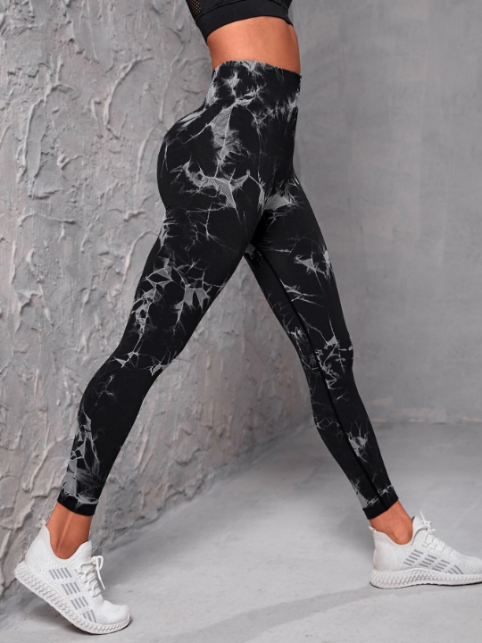 Sport Seamluxe Tie Dye Running Leggings Tummy Control Sports Tights