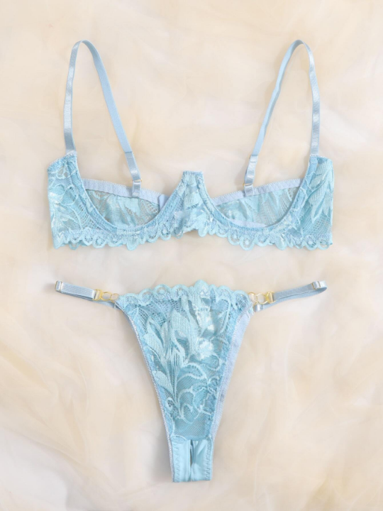 Floral Lace Underwire Lingerie Set