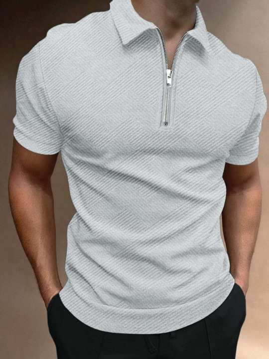 Manfinity Homme Men Quarter Zipper Polo Shirt