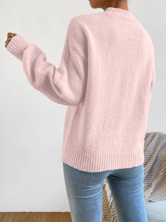 Frenchy Mock Neck Drop Shoulder Sweater