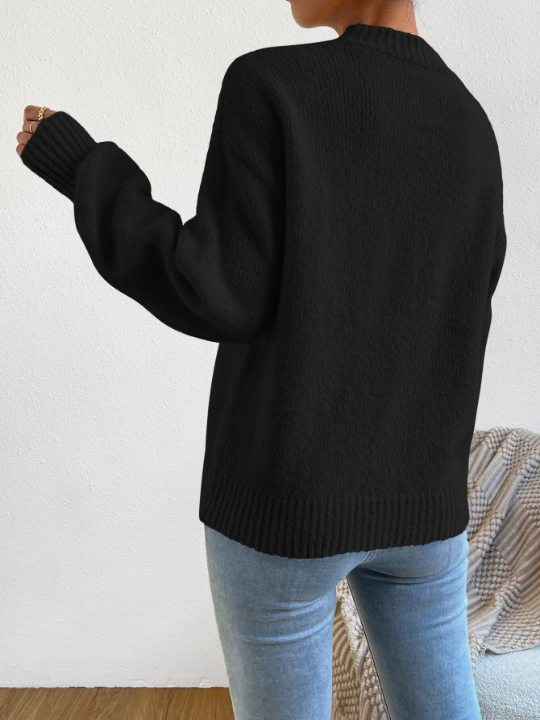 LUNE Solid Drop Shoulder Sweater