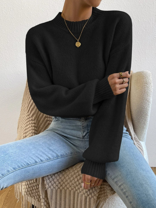 LUNE Solid Drop Shoulder Sweater