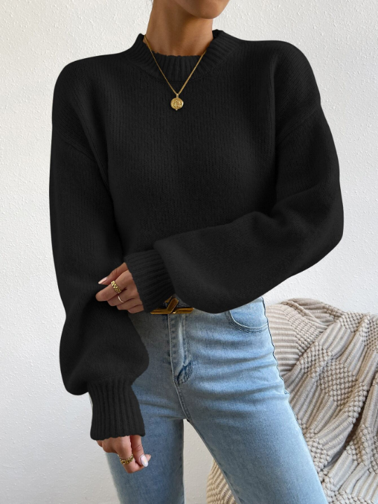 LUNE Solid Drop Shoulder Sweater