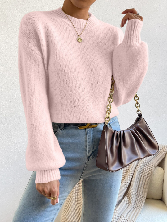 Frenchy Mock Neck Drop Shoulder Sweater