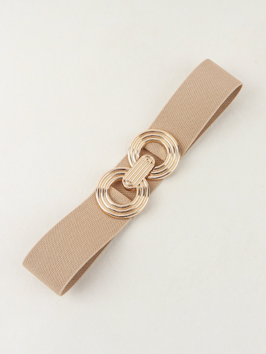 1pc Women Symmetrical Buckle Elastic Casual Stretch Belt For Dress Decoration