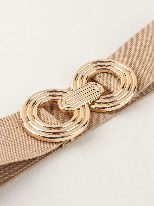 1pc Women Symmetrical Buckle Elastic Casual Stretch Belt For Dress Decoration