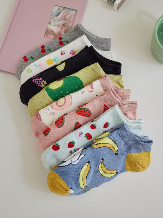 8pairs Fruit Pattern Ankle Socks