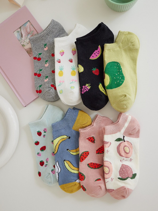 8pairs Fruit Pattern Ankle Socks