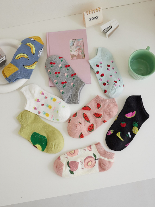 8pairs Fruit Pattern Ankle Socks