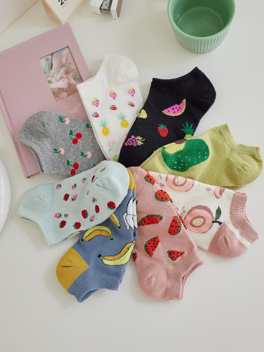 8pairs Fruit Pattern Ankle Socks