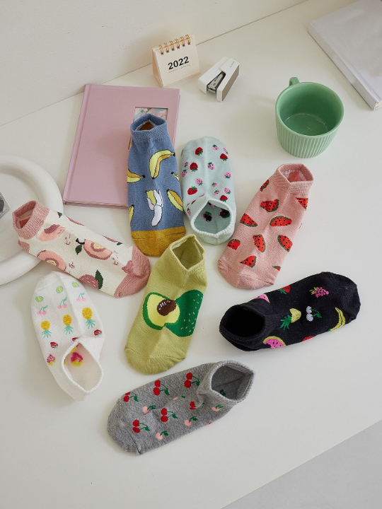 8pairs Fruit Pattern Ankle Socks