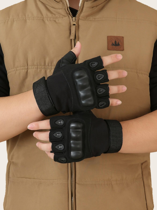 Men Solid Fingerless Gloves
