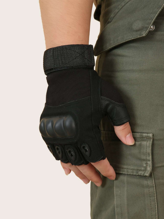 Men Solid Fingerless Gloves