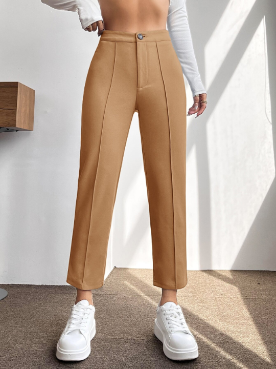 PETITE High Waist Press Crease Tapered Spring Pants