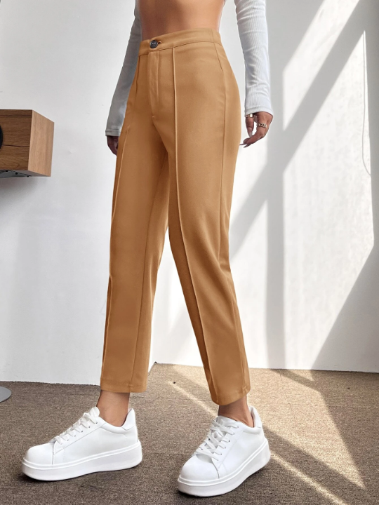 PETITE High Waist Press Crease Tapered Spring Pants