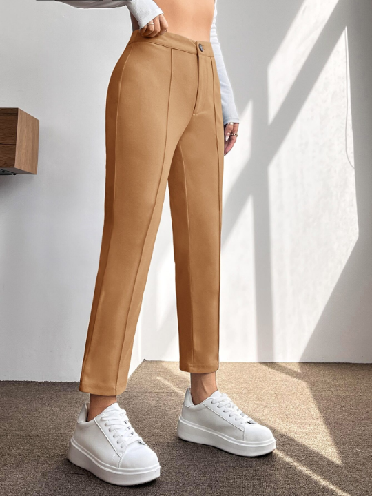 PETITE High Waist Press Crease Tapered Spring Pants