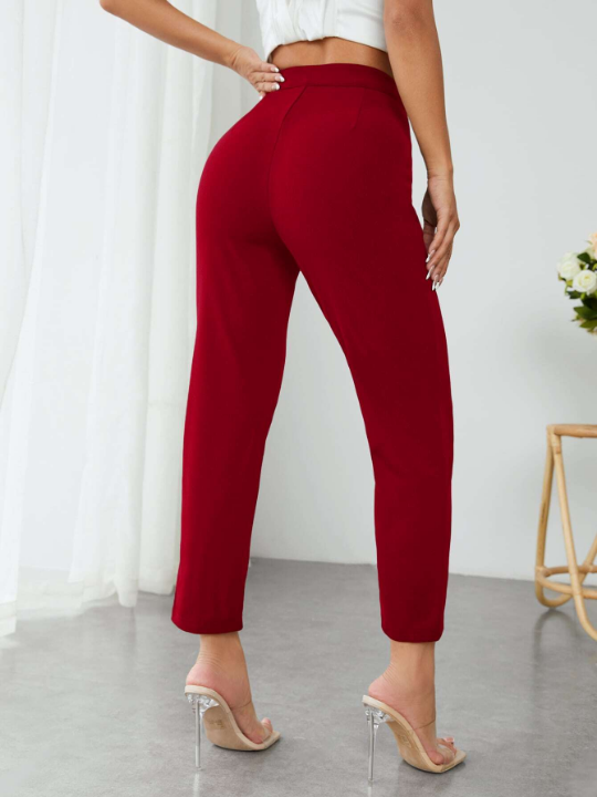 PETITE High Waist Press Crease Tapered Pants