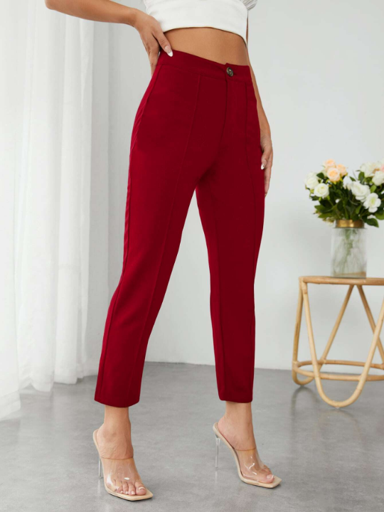 PETITE High Waist Press Crease Tapered Pants