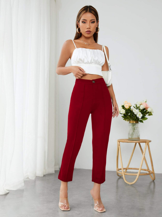 PETITE High Waist Press Crease Tapered Pants