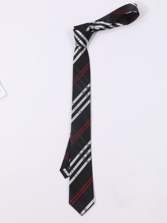 1pc Men's Fashion Diagonal Striped Knotted Tie Suitable For Business Banquets