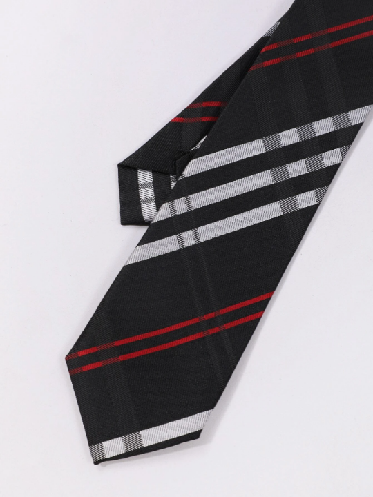 1pc Men's Fashion Diagonal Striped Knotted Tie Suitable For Business Banquets