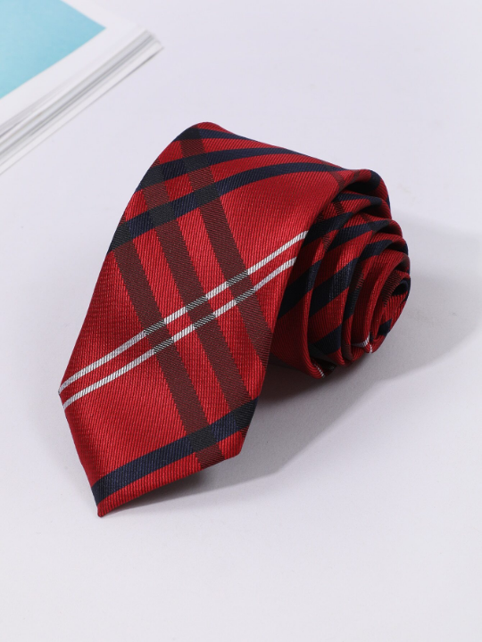 1pc Men Plaid Pattern Tie Classic Tie Versatile For All Occasions