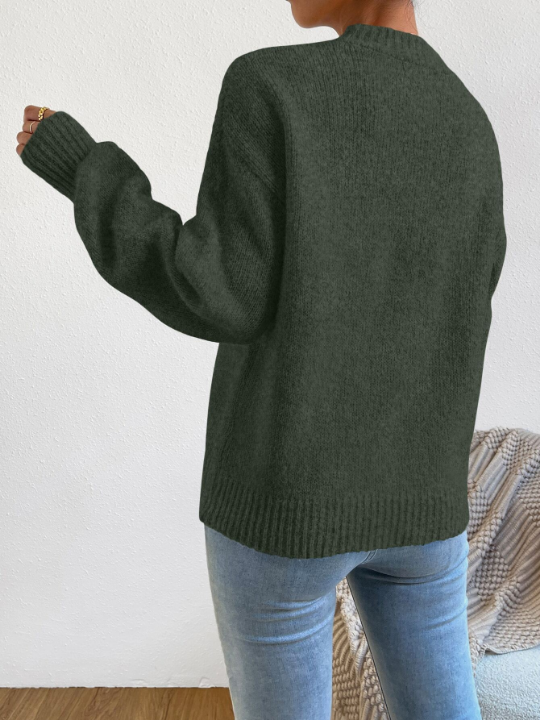 LUNE Mock Neck Drop Shoulder Sweater