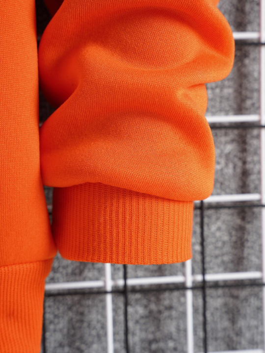 Men Slant Pockets Zip Up Drawstring Thermal Hoodie