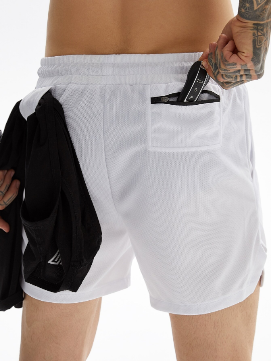 Sport Corelite Men Split Hem Drawstring Waist Sports Shorts With Phone Pocket