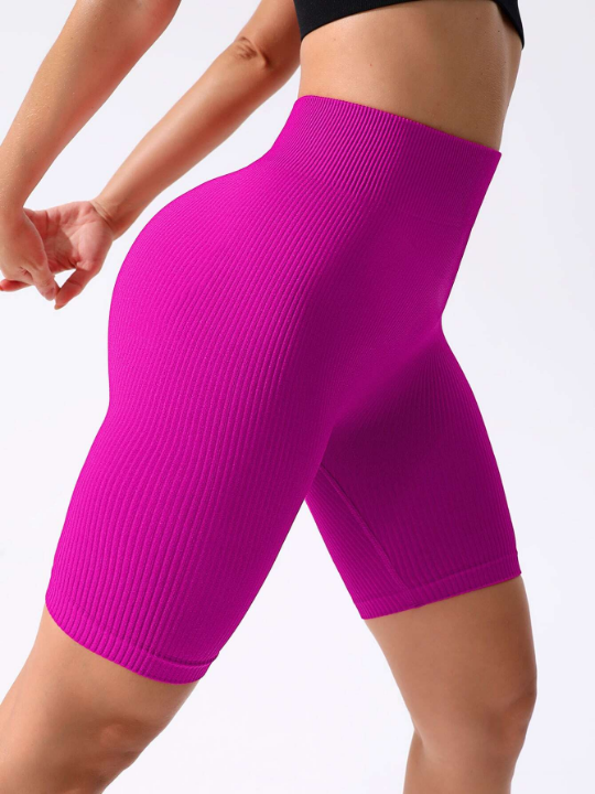 Yoga Basic Rib-knit Tummy Control Sports Biker Shorts high waisted shorts