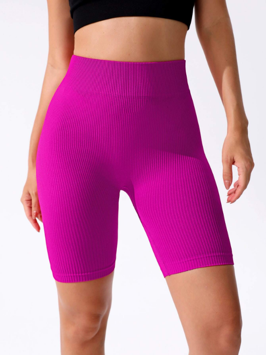 Yoga Basic Rib-knit Tummy Control Sports Biker Shorts high waisted shorts