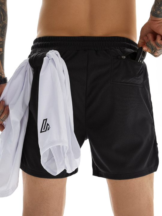 Sport Corelite Men Split Hem Drawstring Waist Sports Shorts With Phone Pocket