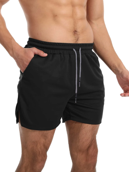 Sport Corelite Men Split Hem Drawstring Waist Sports Shorts With Phone Pocket