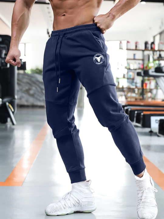 Sport PWRUP Men Cattle & Letter Graphic Drawstring Waist Sports Pants