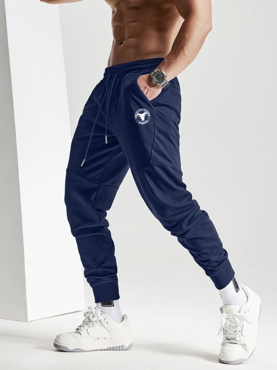 Sport PWRUP Men Cattle & Letter Graphic Drawstring Waist Sports Pants