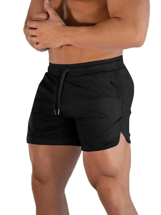 Sport PWRUP Men Drawstring Waist Split Hem Sports Shorts