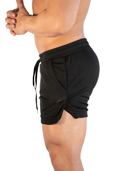 Sport PWRUP Men Drawstring Waist Split Hem Sports Shorts