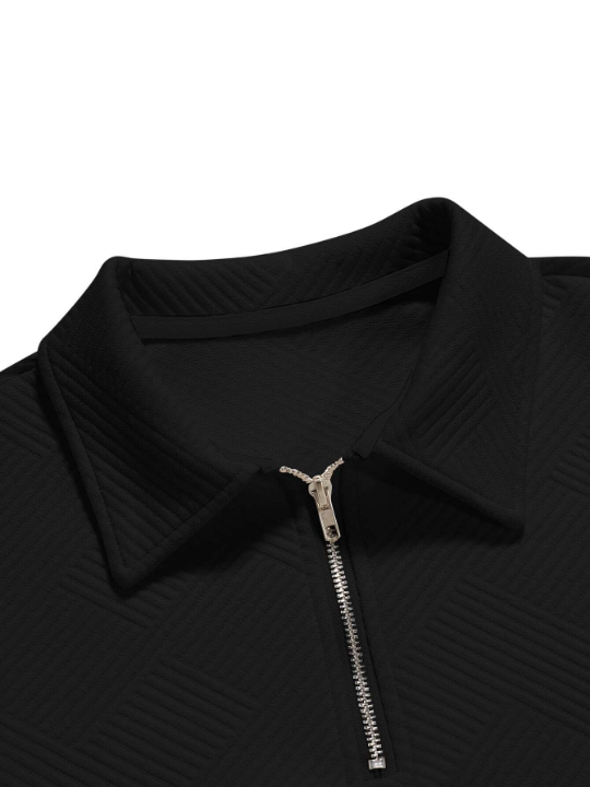 Manfinity Homme Men Quarter Zipper Polo Shirt