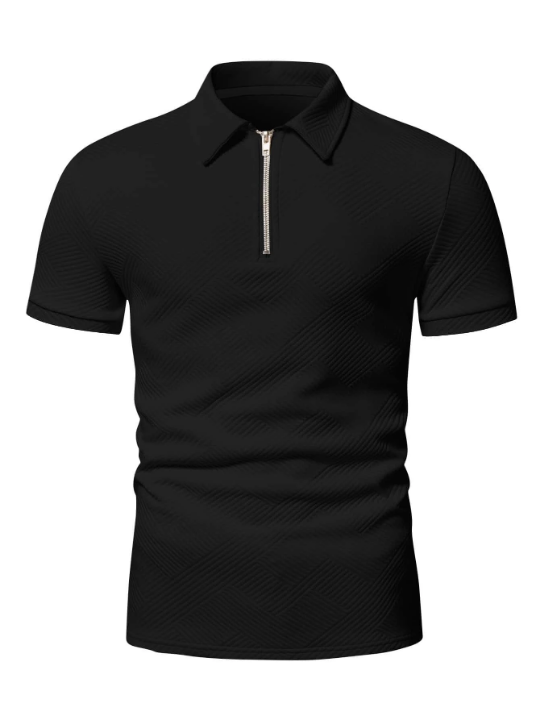 Manfinity Homme Men Quarter Zipper Polo Shirt