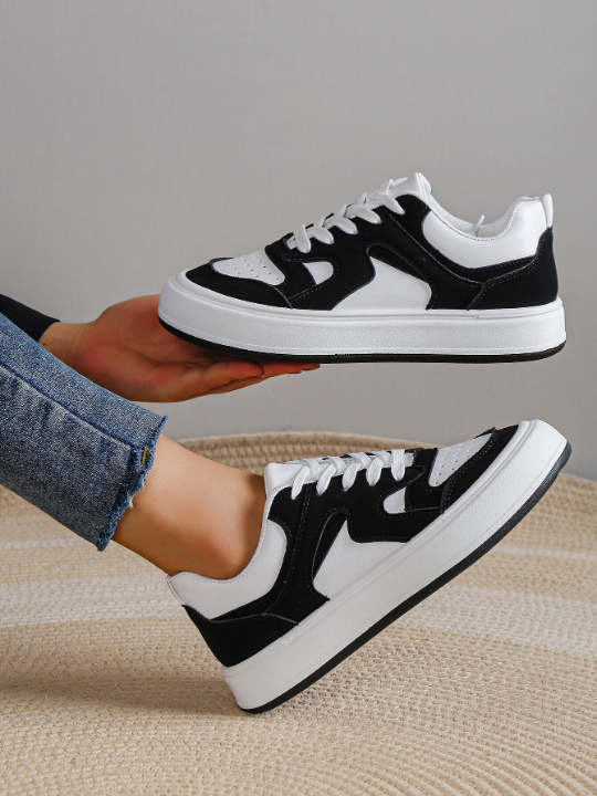 Two Tone Lace-up Front Skate Shoes