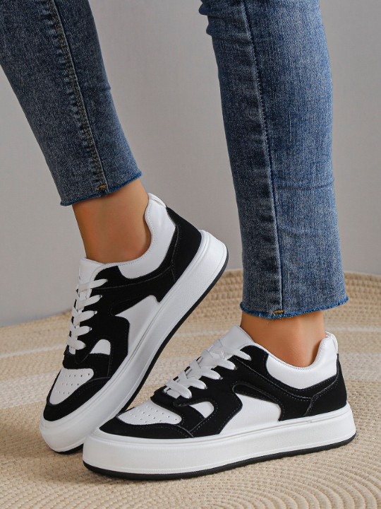 Two Tone Lace-up Front Skate Shoes